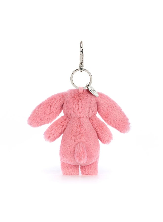 Jellycat Bashful Bunny Pink Bag Charm 9 cm, Mini Plush Bunny Keyring with Clip, Cute Accessory for Bags & Backpacks - Image 3